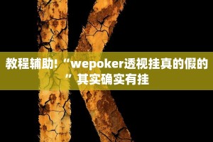 教程辅助!“wepoker透视挂真的假的”其实确实有挂