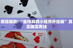 教程辅助!“雀神麻将小程序开挂器”其实确实有挂