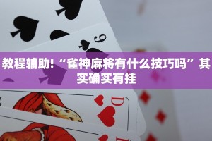 教程辅助!“雀神麻将有什么技巧吗”其实确实有挂