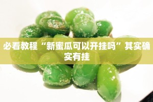 必看教程“新蜜瓜可以开挂吗”其实确实有挂