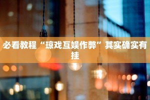必看教程“琼戏互娱作弊”其实确实有挂