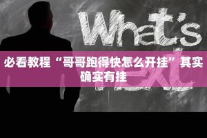 必看教程“哥哥跑得快怎么开挂”其实确实有挂