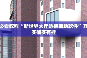 必看教程“新世界大厅透视辅助软件”其实确实有挂
