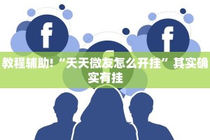 教程辅助!“天天微友怎么开挂”其实确实有挂