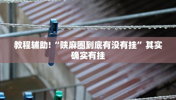 教程辅助!“陕麻圈到底有没有挂”其实确实有挂