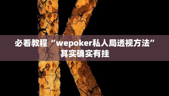 必看教程“wepoker私人局透视方法”其实确实有挂
